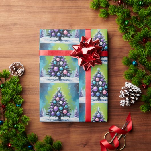 Pop Art Synthwave Christmas met Acid Green Violet Cadeaupapier (Feestdagen Geschenken)