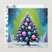 Pop Art Synthwave Christmas met Acid Green Violet Feestdagenkaart (Voorkant / Achterkant)