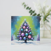 Pop Art Synthwave Christmas met Acid Green Violet Feestdagenkaart (Staand voorkant)