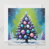 Pop Art Synthwave Christmas met Acid Green Violet Feestdagenkaart (Voorkant)