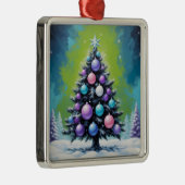 Pop Art Synthwave Christmas met Acid Green Violet Metalen Ornament (Rechts)