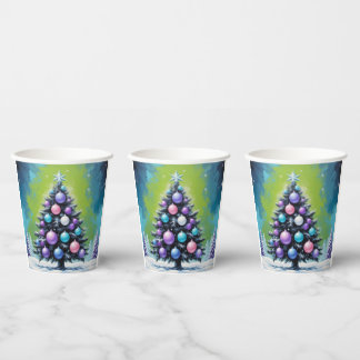 Pop Art Synthwave Christmas met Acid Green Violet Papieren Bekers
