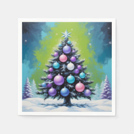 Pop Art Synthwave Christmas met Acid Green Violet Servet