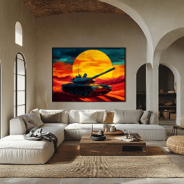 Pop Art Tank Scene Sunset - Military Vibes Art Poster