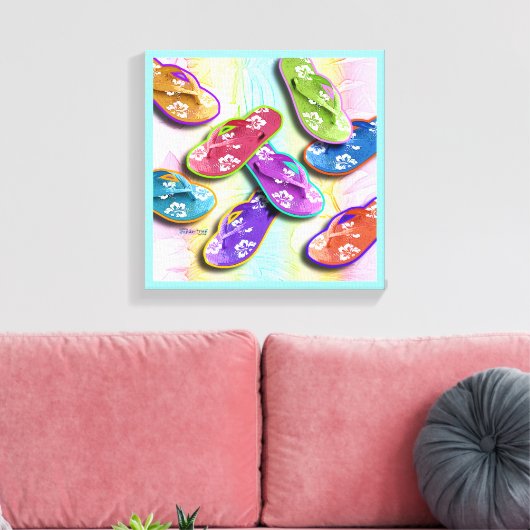 Pop Art TEENSLIPPERS Galerij met vloerafwerking ca Canvas Afdruk (Insitu (Woonkamer))