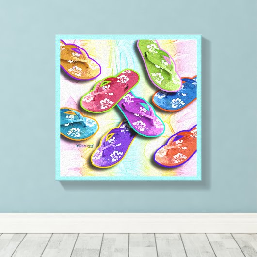Pop Art TEENSLIPPERS Galerij met vloerafwerking ca Canvas Afdruk (Insitu (Houten vloer))