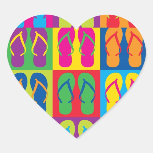 Pop Art Teenslippers Hart Sticker (Voorkant)