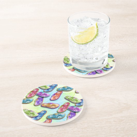 Pop Art Teenslippers Multi Zandsteen Onderzetter (Zijkant)