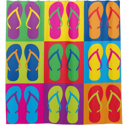 Pop Art Teenslippers Shower Curtain Douchegordijn (Voorkant)