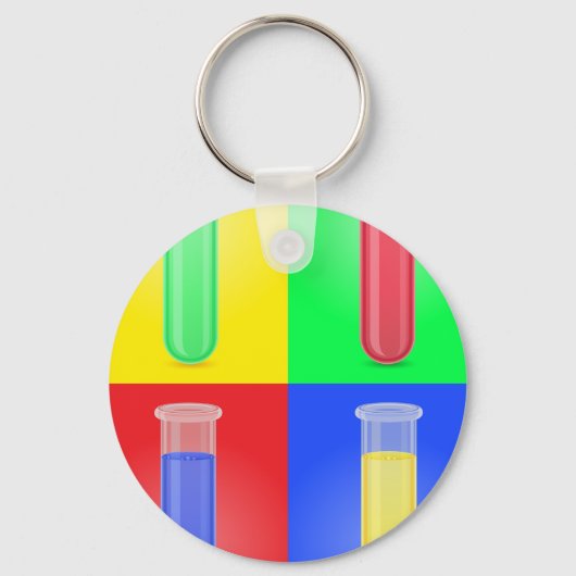 Pop Art Testbuizen Wetenschap Scheikunde Laborator Sleutelhanger (Voorkant)