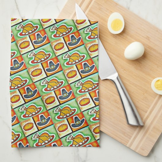 Pop Art Thanksgiving Dinner Towel Theedoek (Quarter Fold)