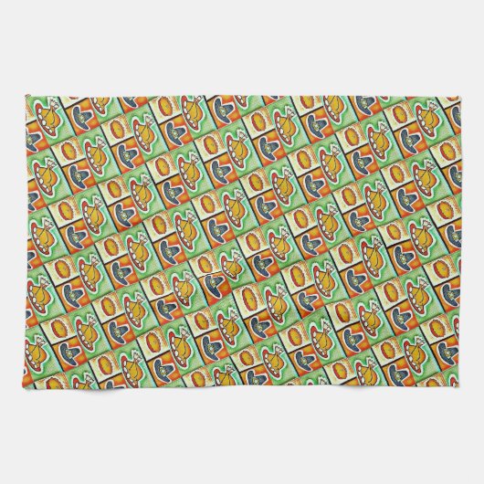 Pop Art Thanksgiving Dinner Towel Theedoek (Horizontaal)