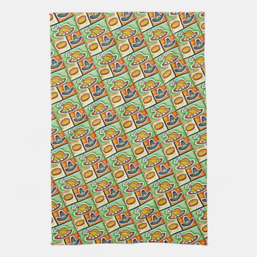 Pop Art Thanksgiving Dinner Towel Theedoek (Verticaal)