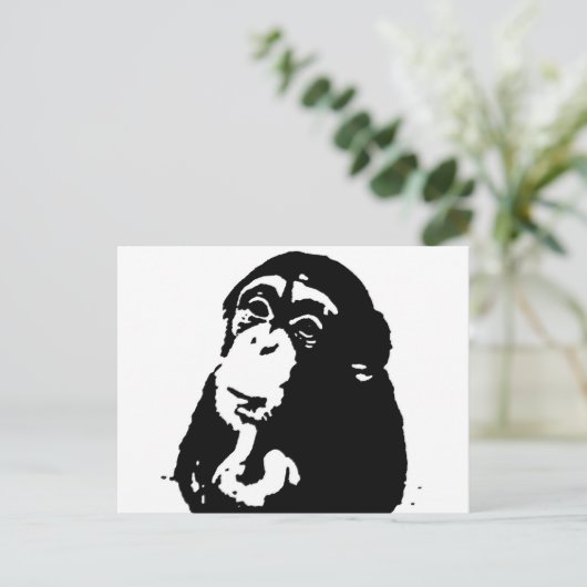 Pop Art Thinking Chimpanzee Briefkaart (Staand voorkant)