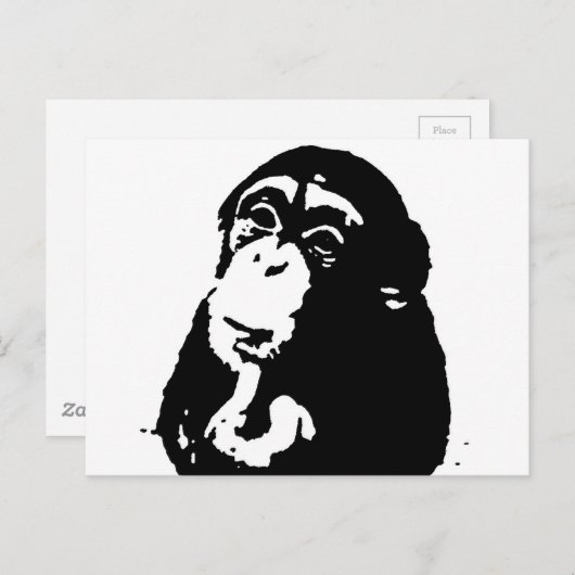 Pop Art Thinking Chimpanzee Briefkaart (Voorkant / Achterkant)