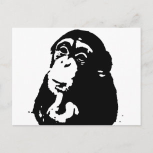 Pop Art Thinking Chimpanzee Briefkaart