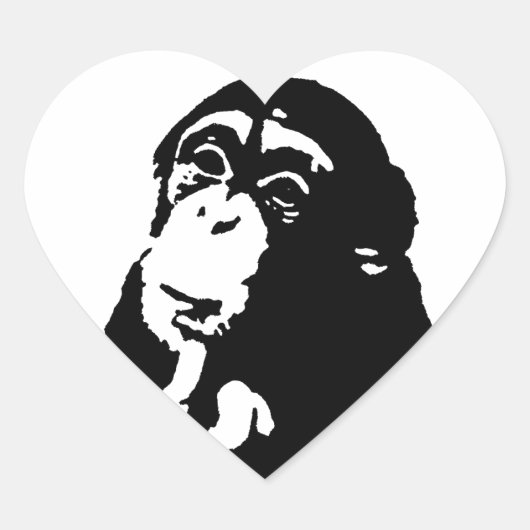 Pop Art Thinking Chimpanzee Hart Sticker (Voorkant)