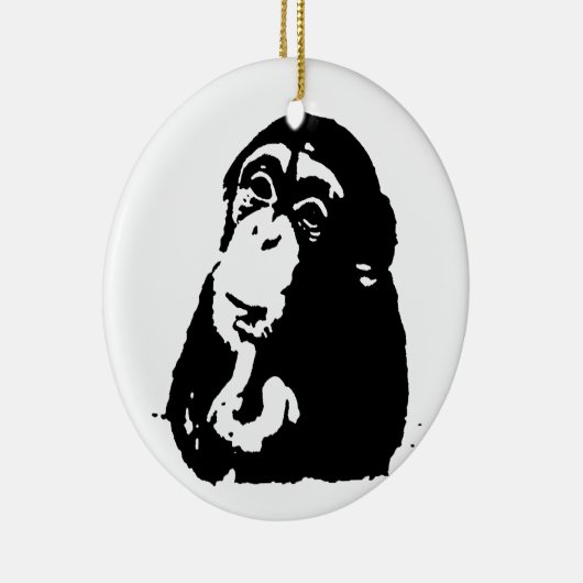 Pop Art Thinking Chimpanzee Keramisch Ornament (Rechts)