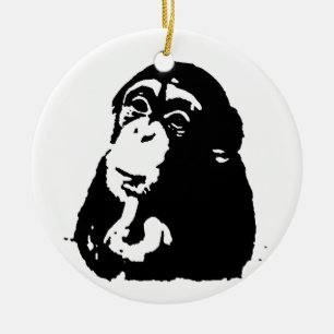 Pop Art Thinking Chimpanzee Keramisch Ornament