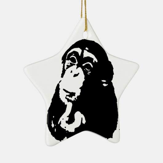 Pop Art Thinking Chimpanzee Keramisch Ornament (Rechts)