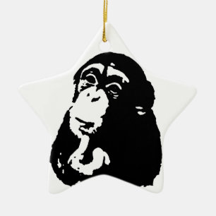 Pop Art Thinking Chimpanzee Keramisch Ornament