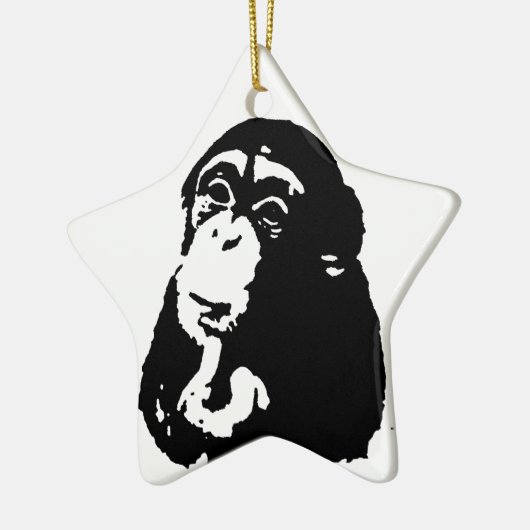 Pop Art Thinking Chimpanzee Keramisch Ornament (Links)
