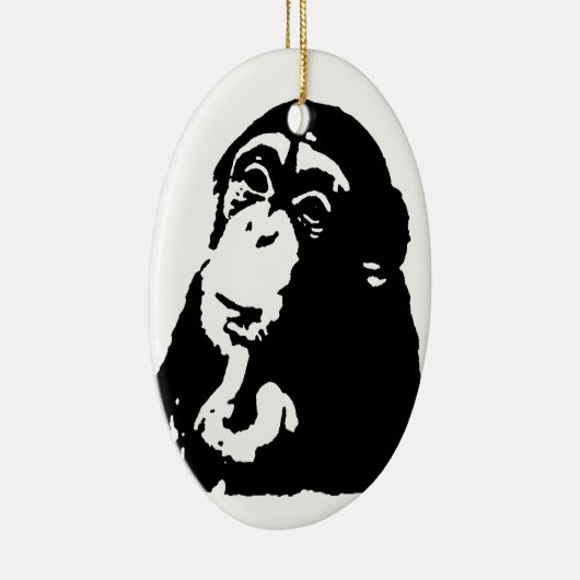 Pop Art Thinking Chimpanzee Keramisch Ornament (Rechts)