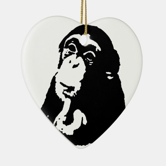Pop Art Thinking Chimpanzee Keramisch Ornament (Rechts)