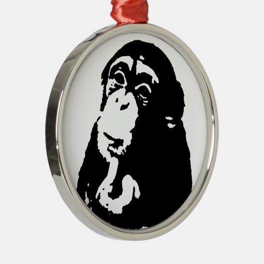 Pop Art Thinking Chimpanzee Metalen Ornament (Rechts)