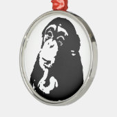 Pop Art Thinking Chimpanzee Metalen Ornament (Links)