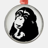 Pop Art Thinking Chimpanzee Metalen Ornament (Voorkant)