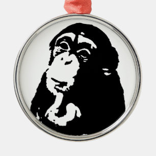 Pop Art Thinking Chimpanzee Metalen Ornament