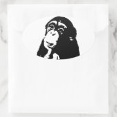 Pop Art Thinking Chimpanzee Ovale Sticker (Tas)