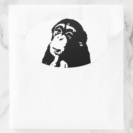 Pop Art Thinking Chimpanzee Ovale Sticker (Tas)