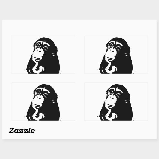 Pop Art Thinking Chimpanzee Rechthoekige Sticker (Vel)