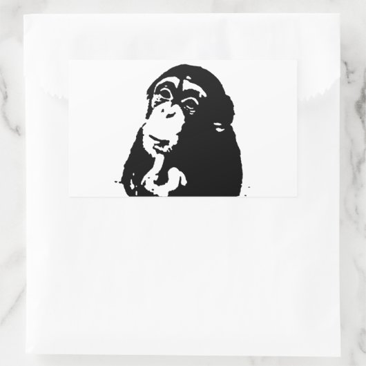 Pop Art Thinking Chimpanzee Rechthoekige Sticker (Tas)
