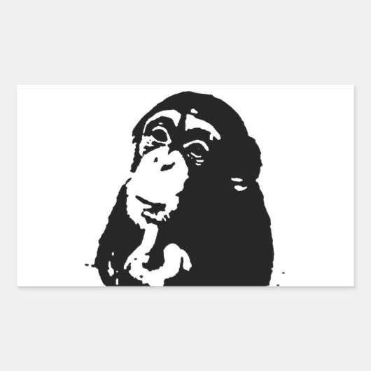 Pop Art Thinking Chimpanzee Rechthoekige Sticker (Voorkant)