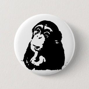 Pop Art Thinking Chimpanzee Ronde Button 5,7 Cm