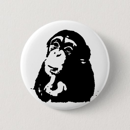 Pop Art Thinking Chimpanzee Ronde Button 5,7 Cm (Voorkant)