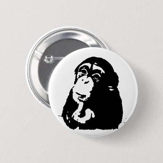 Pop Art Thinking Chimpanzee Ronde Button 5,7 Cm (Voorkant /achterkant)