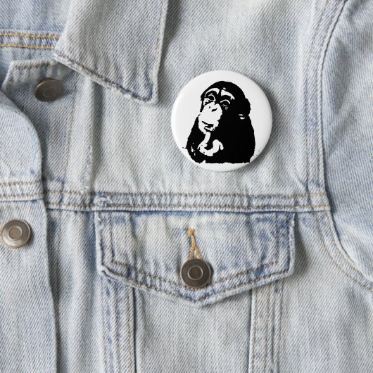 Pop Art Thinking Chimpanzee Ronde Button 5,7 Cm (In situ)