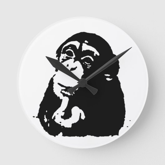 Pop Art Thinking Chimpanzee Ronde Klok (Voorkant)