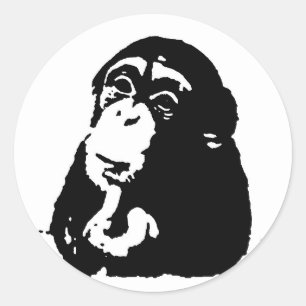 Pop Art Thinking Chimpanzee Ronde Sticker