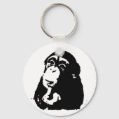 Pop Art Thinking Chimpanzee Sleutelhanger (Voorkant)