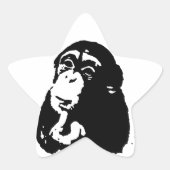 Pop Art Thinking Chimpanzee Ster Sticker (Voorkant)