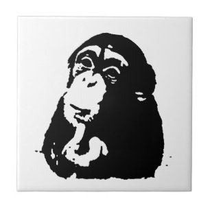 Pop Art Thinking Chimpanzee Tegeltje