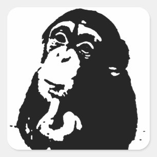 Pop Art Thinking Chimpanzee Vierkante Sticker