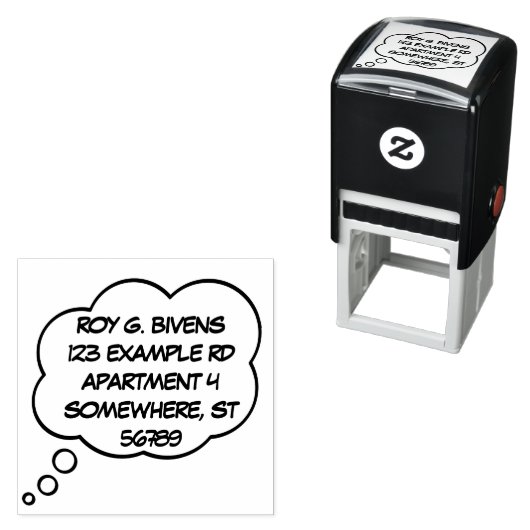 Pop Art Thought Bubble Comic Strip Retouradres Zelfinktende Stempel (In situ)