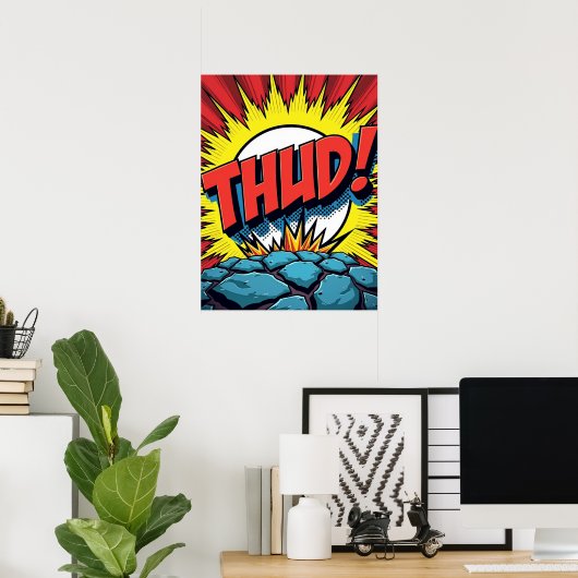 Pop Art "THUD!" Poster van de komische explosie (Thuiskantoor)