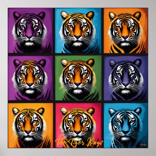 Pop Art Tiger Grid Bold Wall Art Poster (Voorkant)